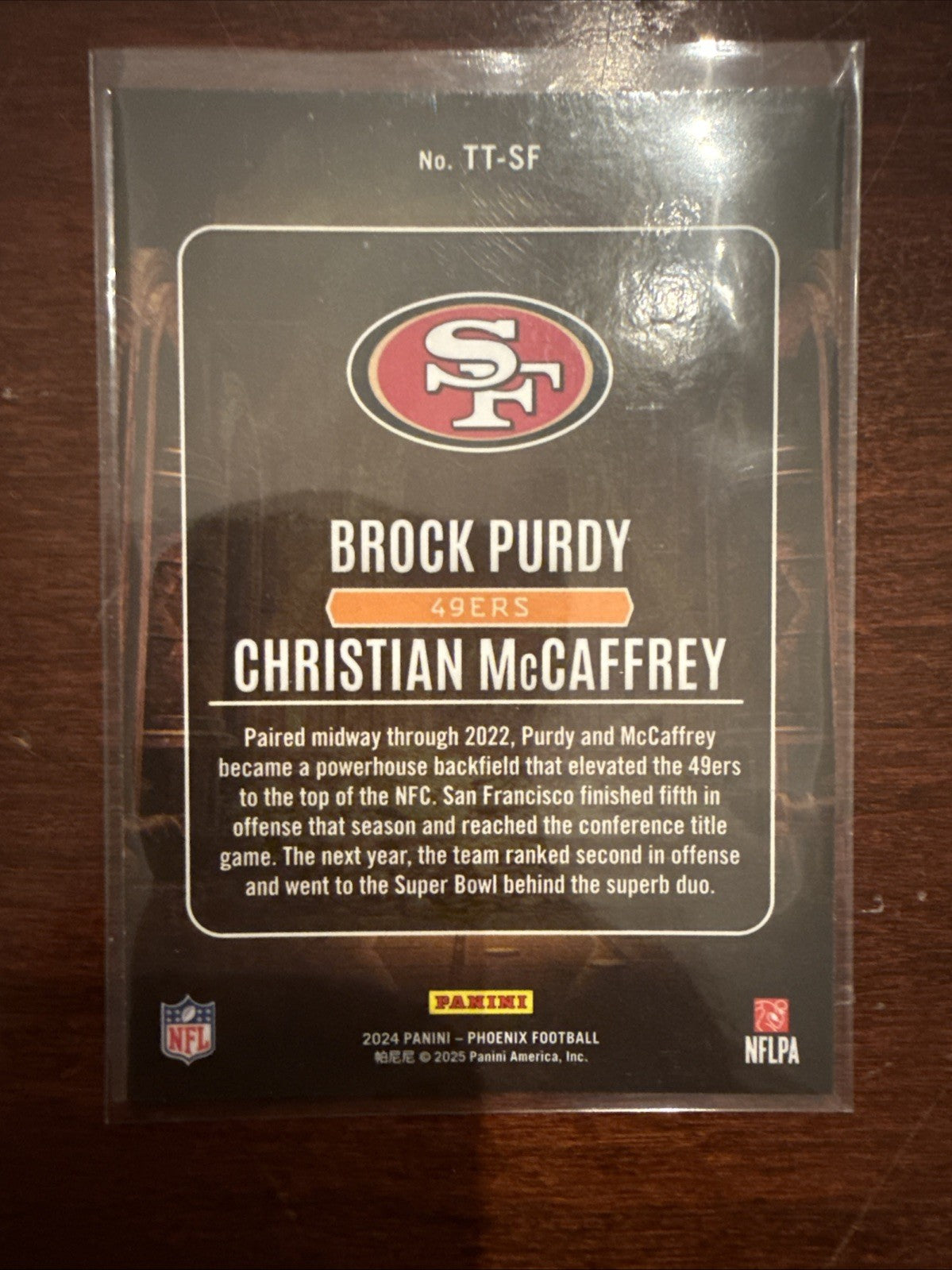2024 Panini Phoenix - Treasured Tandems Christian McCaffrey, Brock Purdy #TT-SF