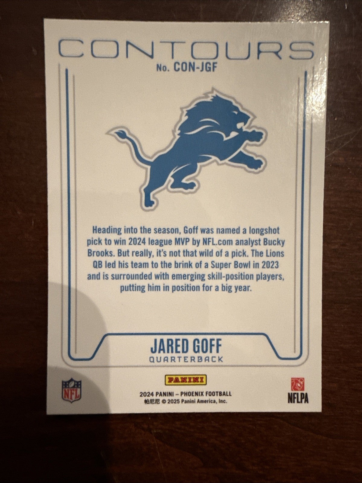 Jared Goff 2024 Panini Phoenix NFL Contours #CON-JGF Detroit Lions