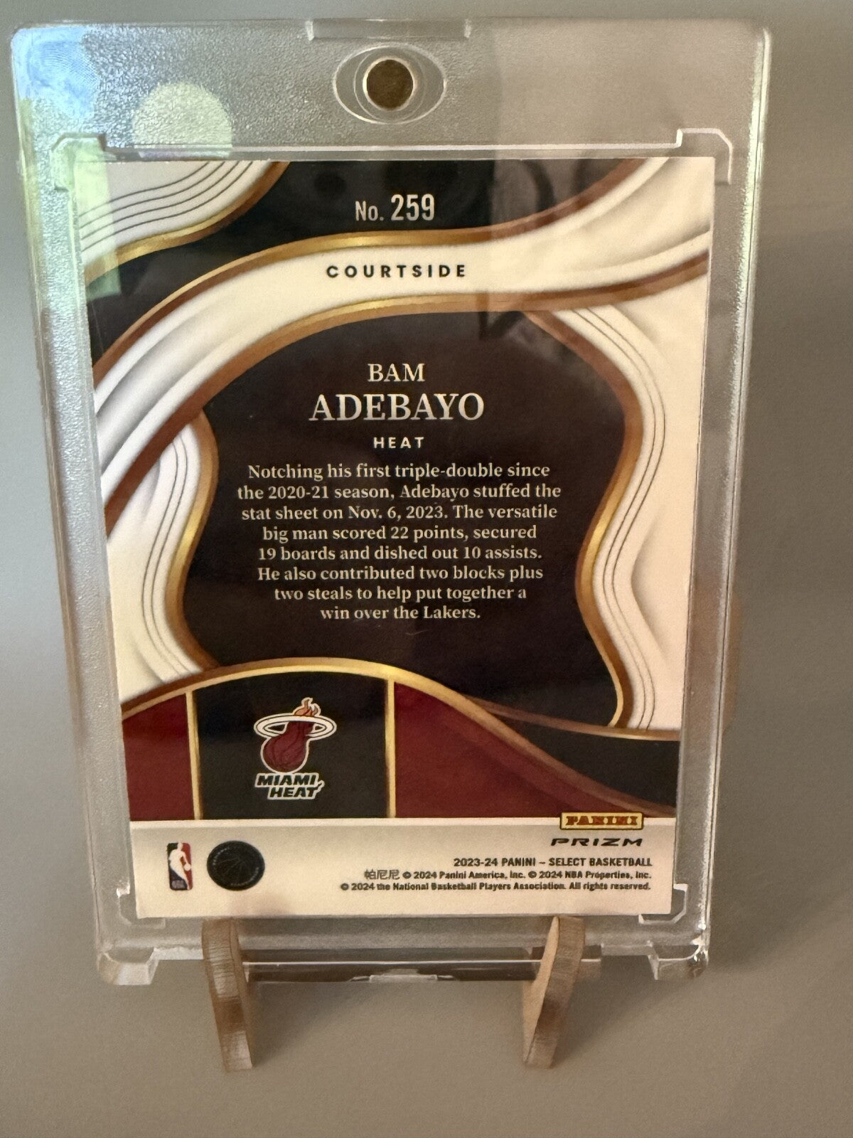 2023 Panini Select Tiger Prizm Courtside #259 Bam Adebayo SP Case Hit