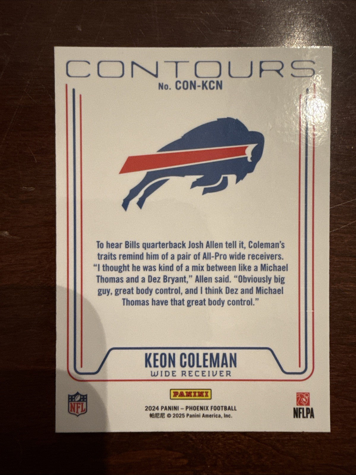 2024 Panini Phoenix KEON COLEMAN #CON-KCN RC Rookie Contours Silver Wave Bills