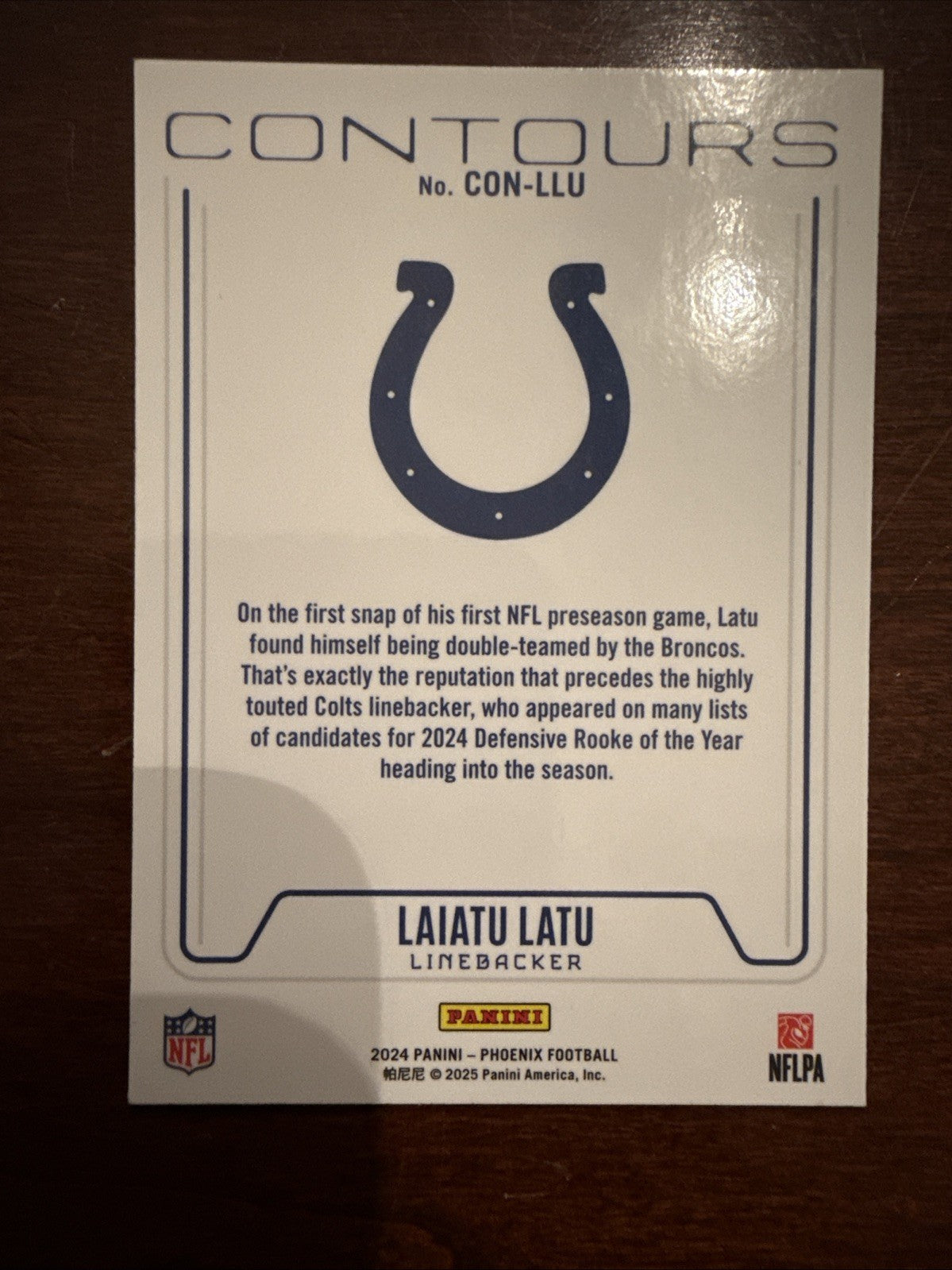 2024 Panini Phoenix - Laiatu Latu #CON-LLU Contours Wave (RC) - Colts