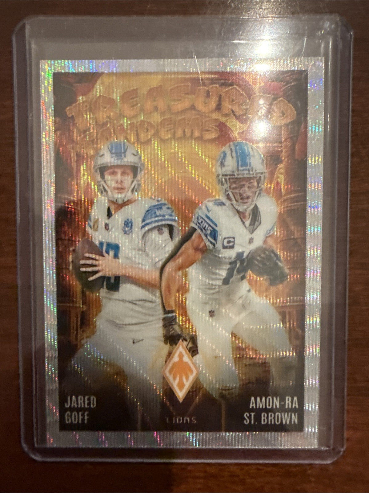 2024 Panini Phoenix Jared Goff/Amon-Ra St Brown - Treasured Tandems Silver Wave