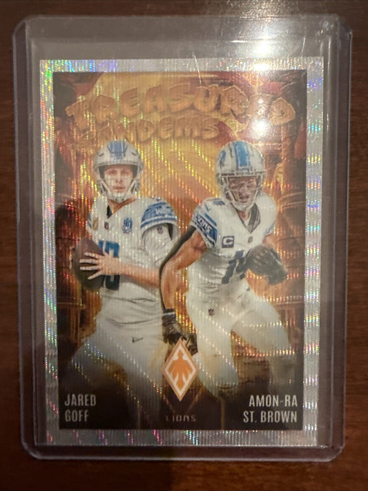 2024 Panini Phoenix Jared Goff/Amon-Ra St Brown - Treasured Tandems Silver Wave
