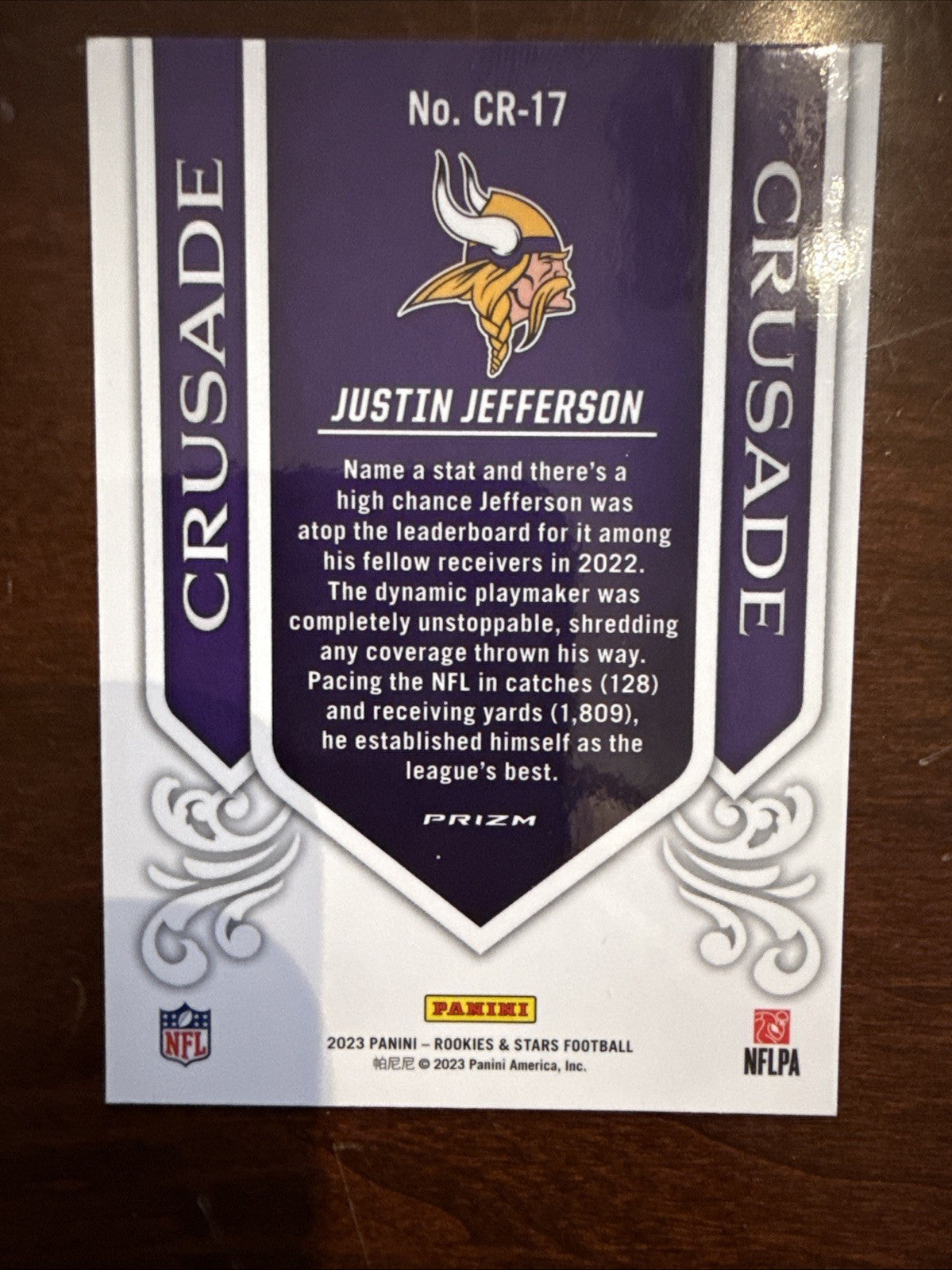 2023 Rookies & Stars Justin Jefferson Crusade Red Laser Holo